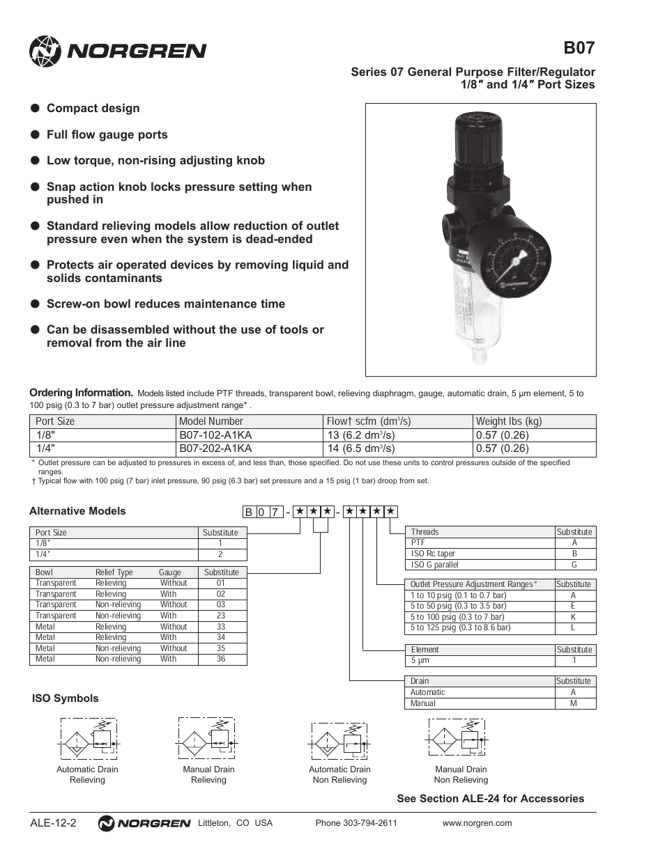 Norgren B07 Series Datasheets User Manual | 2 pages