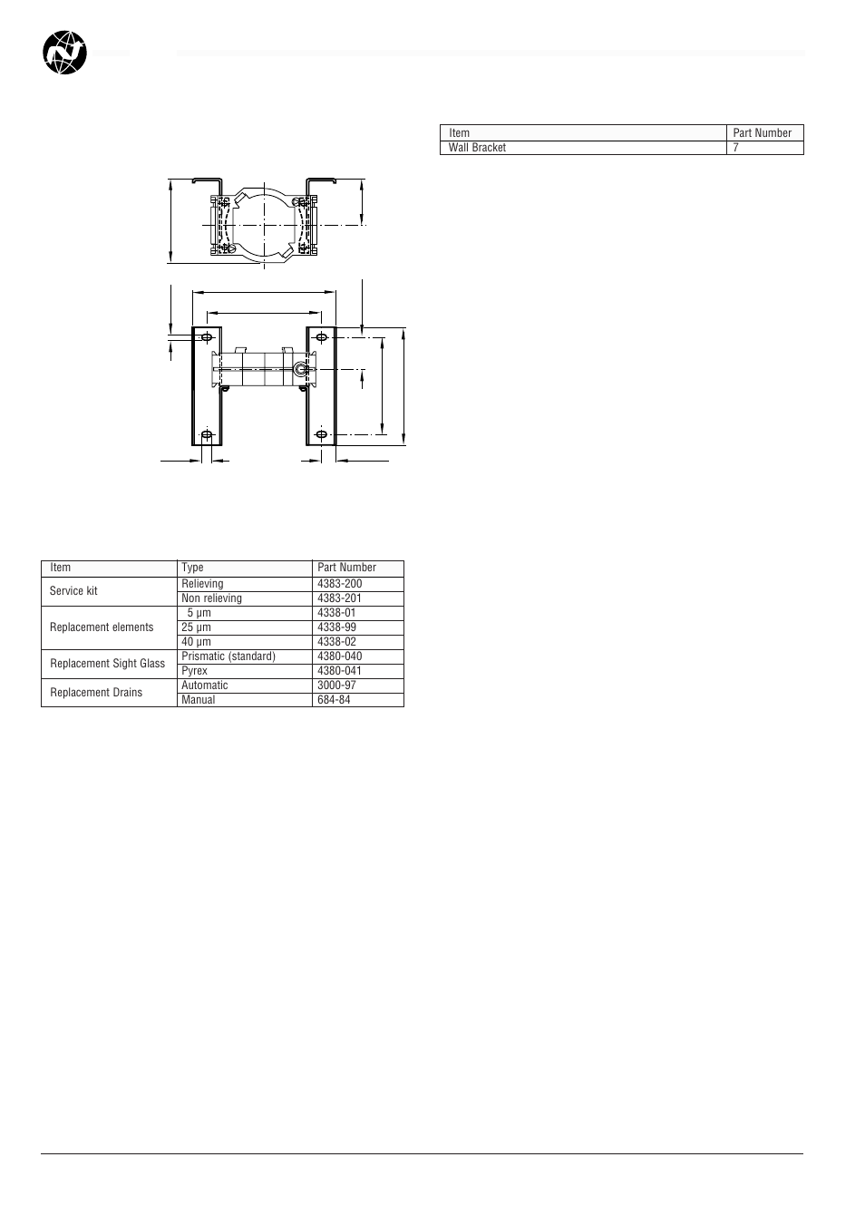 B64g, Warning, Service kits | Bracket mounting, Bracket kit reference | Norgren B64G Series User Manual | Page 4 / 4