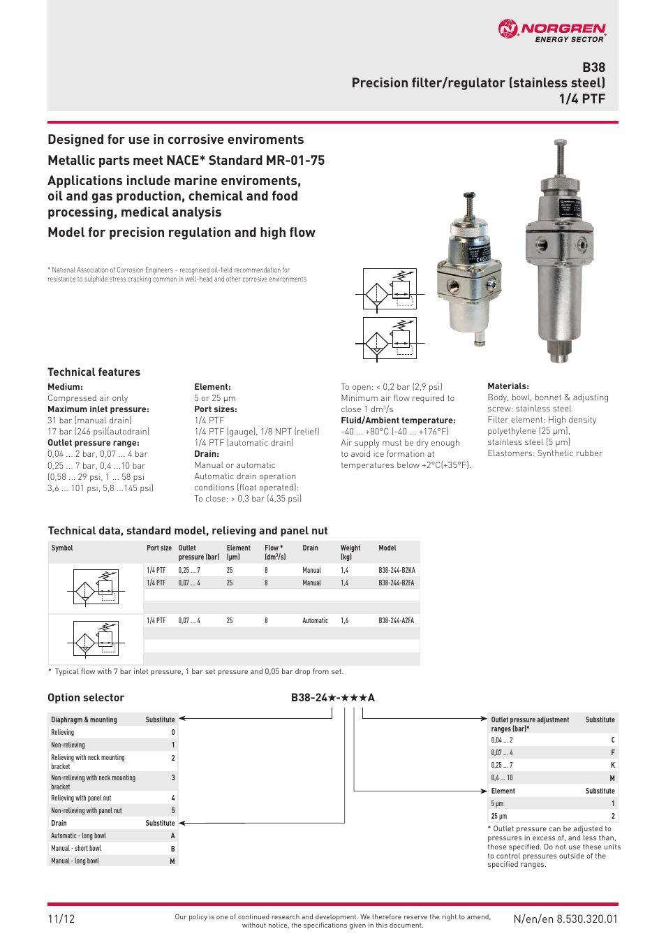 Norgren B38-240-B2KA User Manual | 4 pages