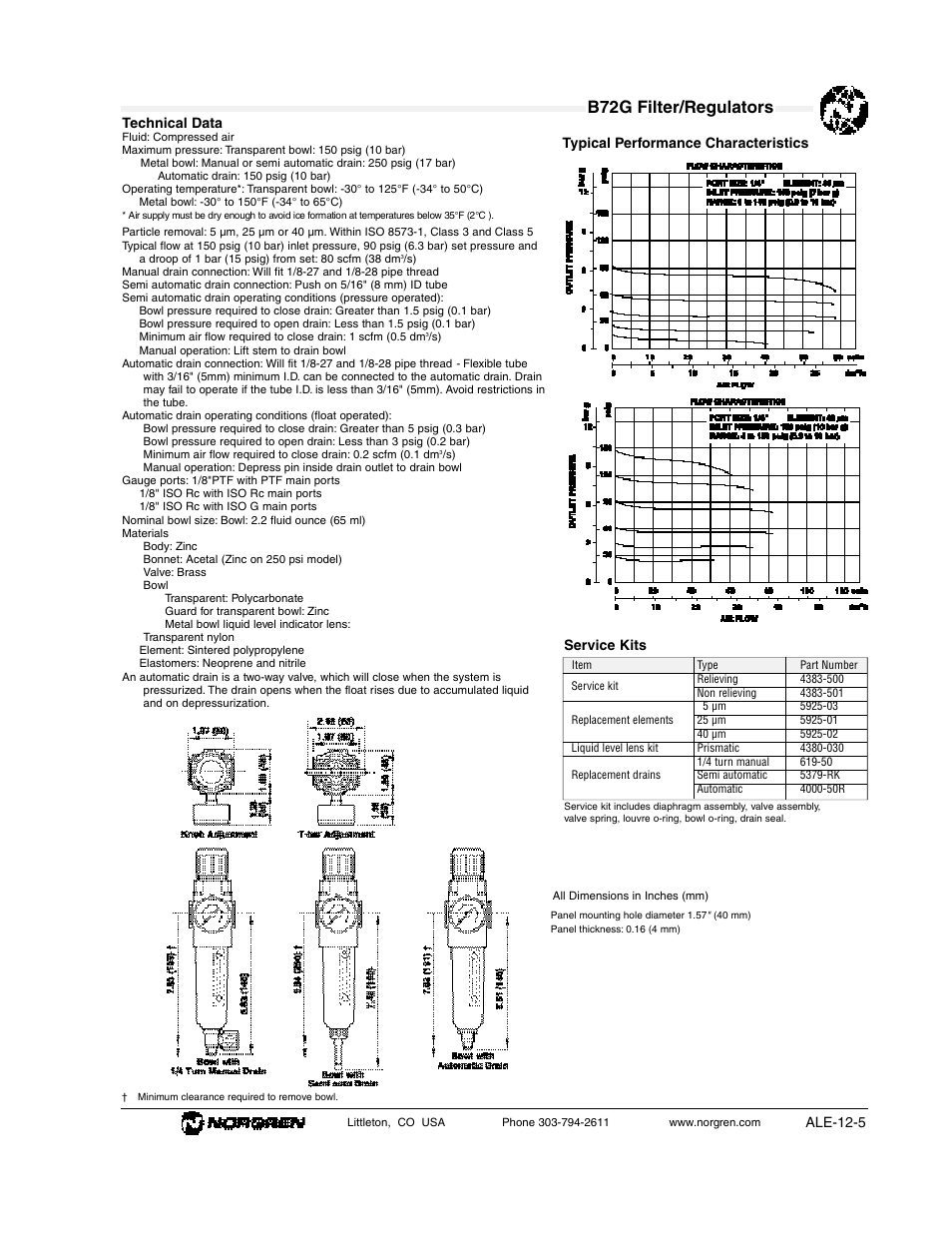 B72g filter/regulators | Norgren B72G Series Datasheets User Manual | Page 2 / 2