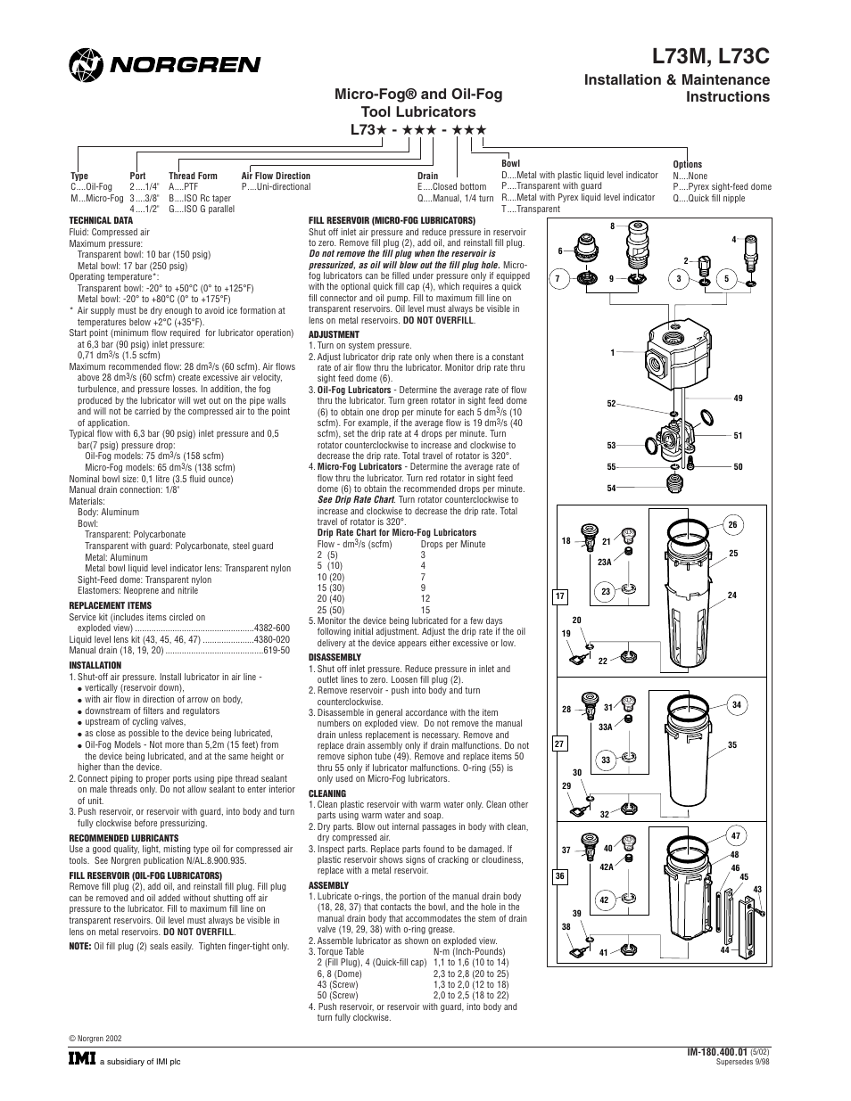 Norgren L73C Series User Manual | 2 pages