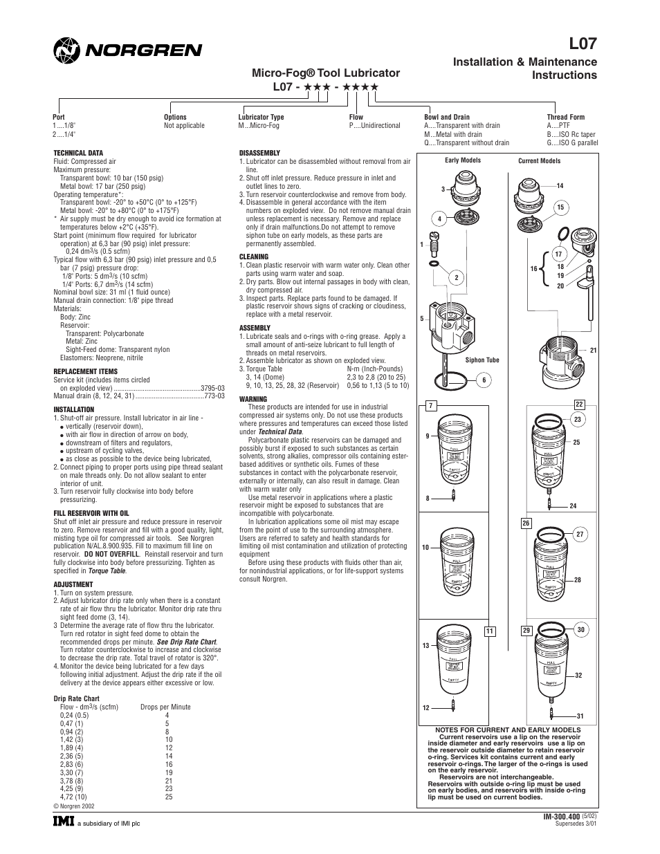 Norgren L07 Series Installation Instructions User Manual | 1 page
