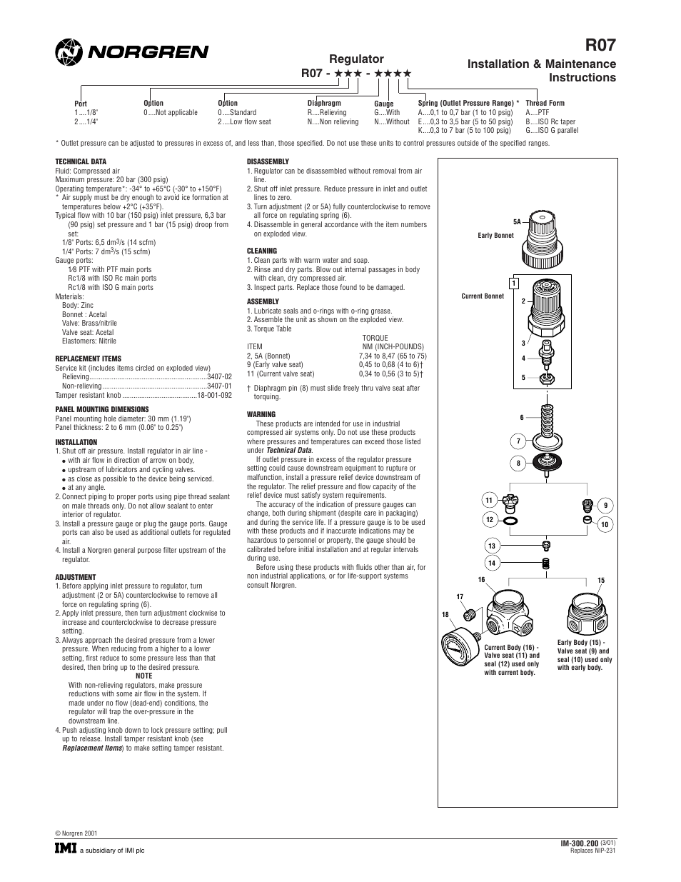 Norgren R07 Series Installation Instructions User Manual | 1 page