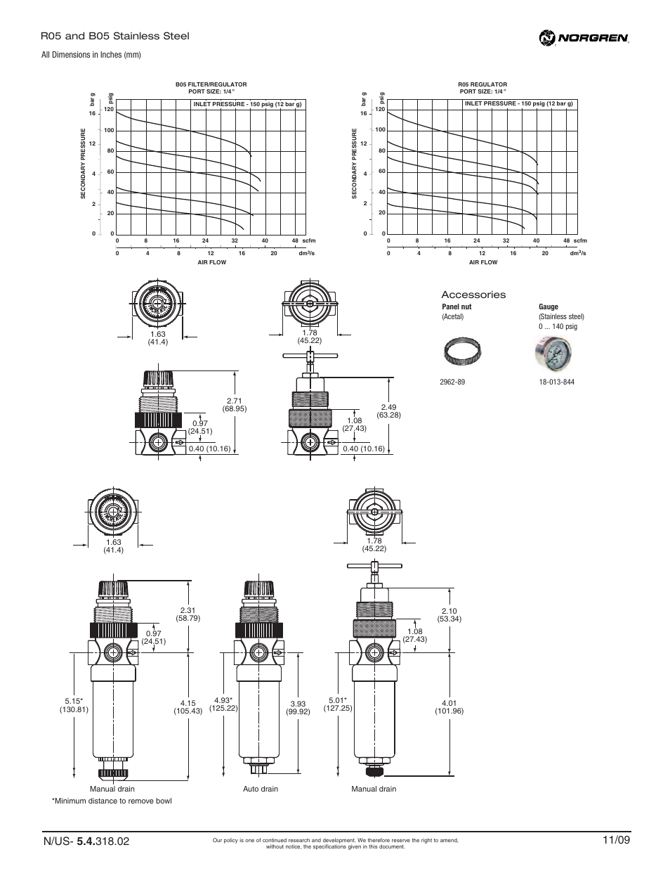R05 and b05 stainless steel, Accessories | Norgren B05 Series Datasheets User Manual | Page 2 / 2