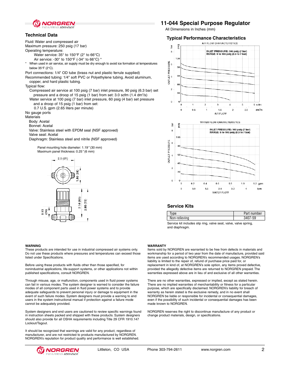 044 special purpose regulator | Norgren 11-044 Series User Manual | Page 2 / 2