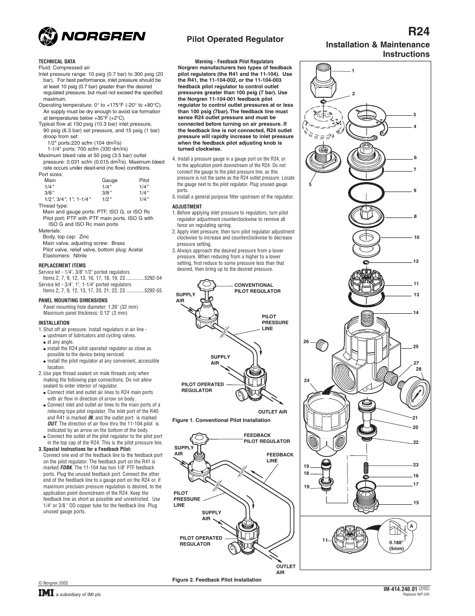 Norgren R24P Series User Manual | 2 pages