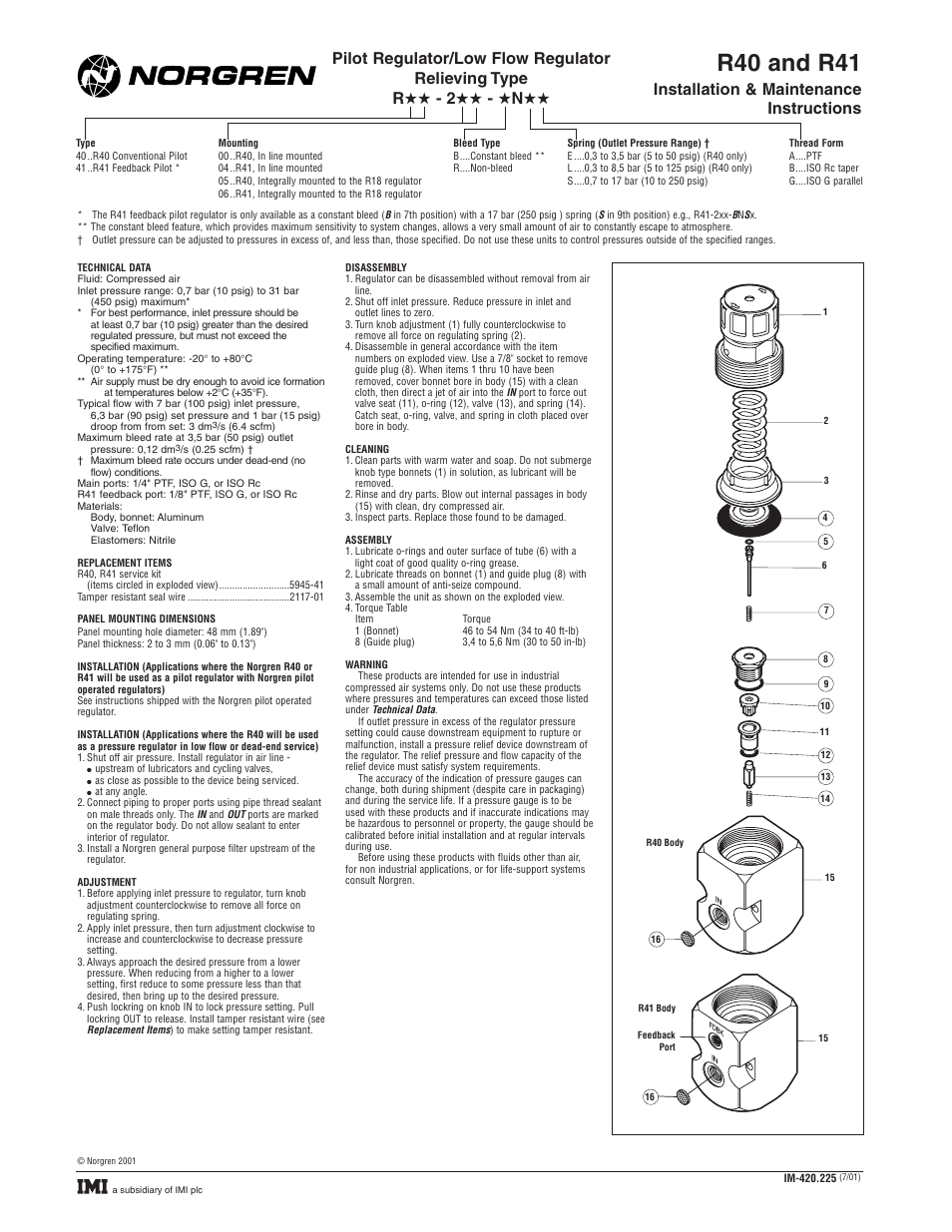 Norgren R41 Series Installation Instructions User Manual | 1 page