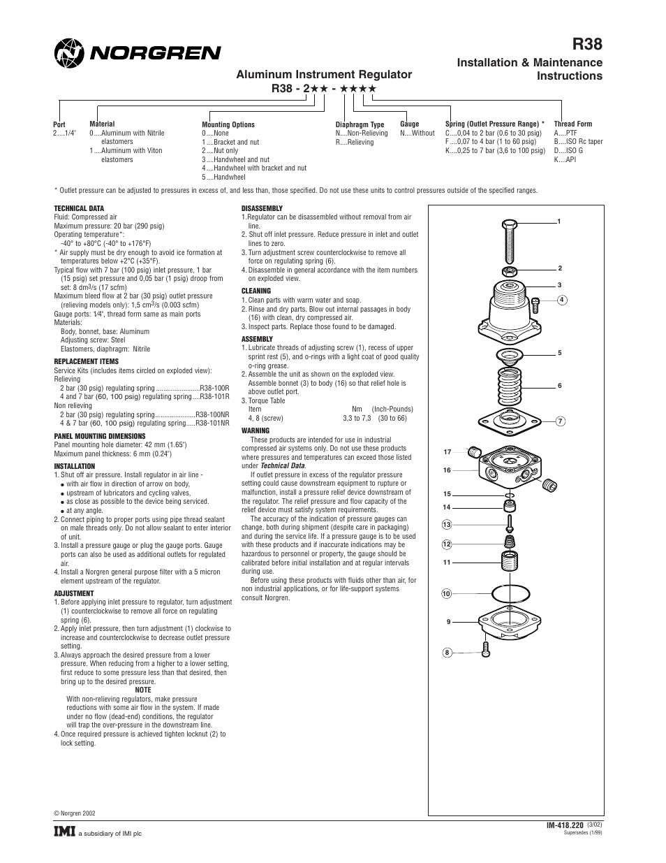 Norgren R38 Series Installation Instructions User Manual | 1 page