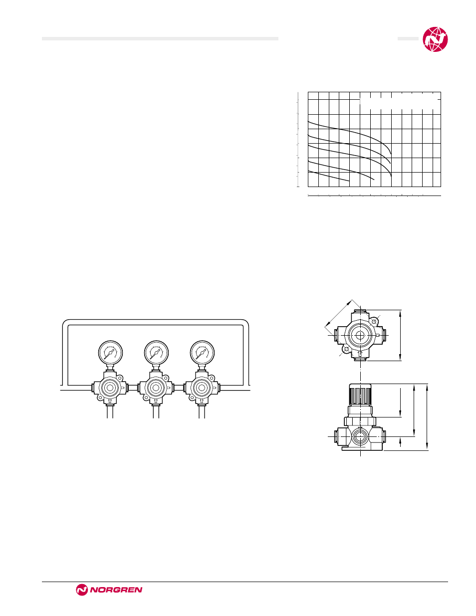 R30m manifold regulators, Ale-7-3, Technical data | Typical performance characteristics, Typical manifold regulator application | Norgren Manifold Regulators User Manual | Page 3 / 5