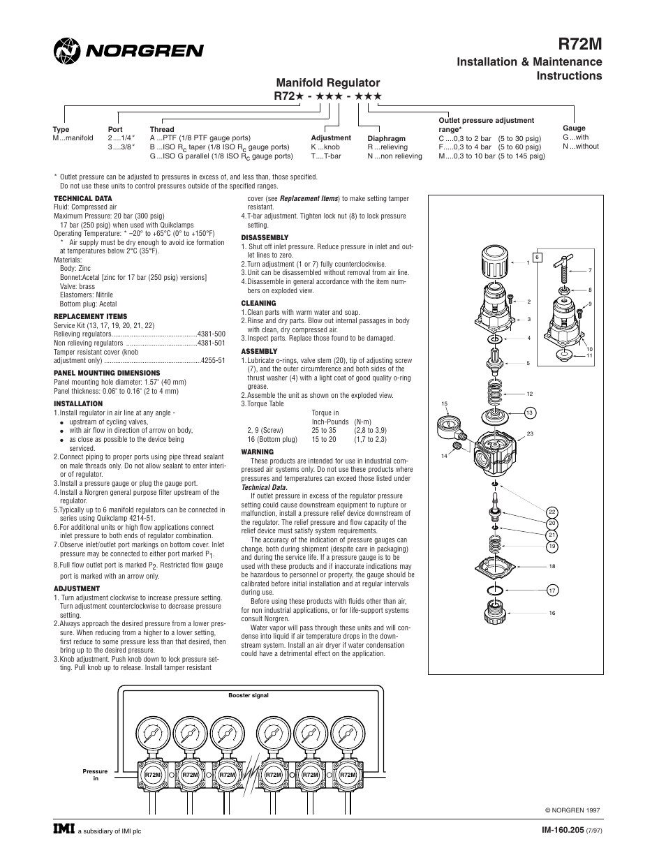 Norgren R72M Series User Manual | 1 page