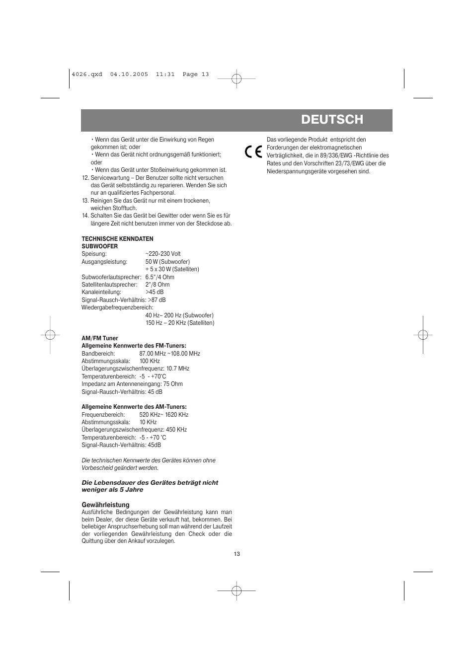 Deutsch | Vitek VT-4036 BN User Manual | Page 13 / 24