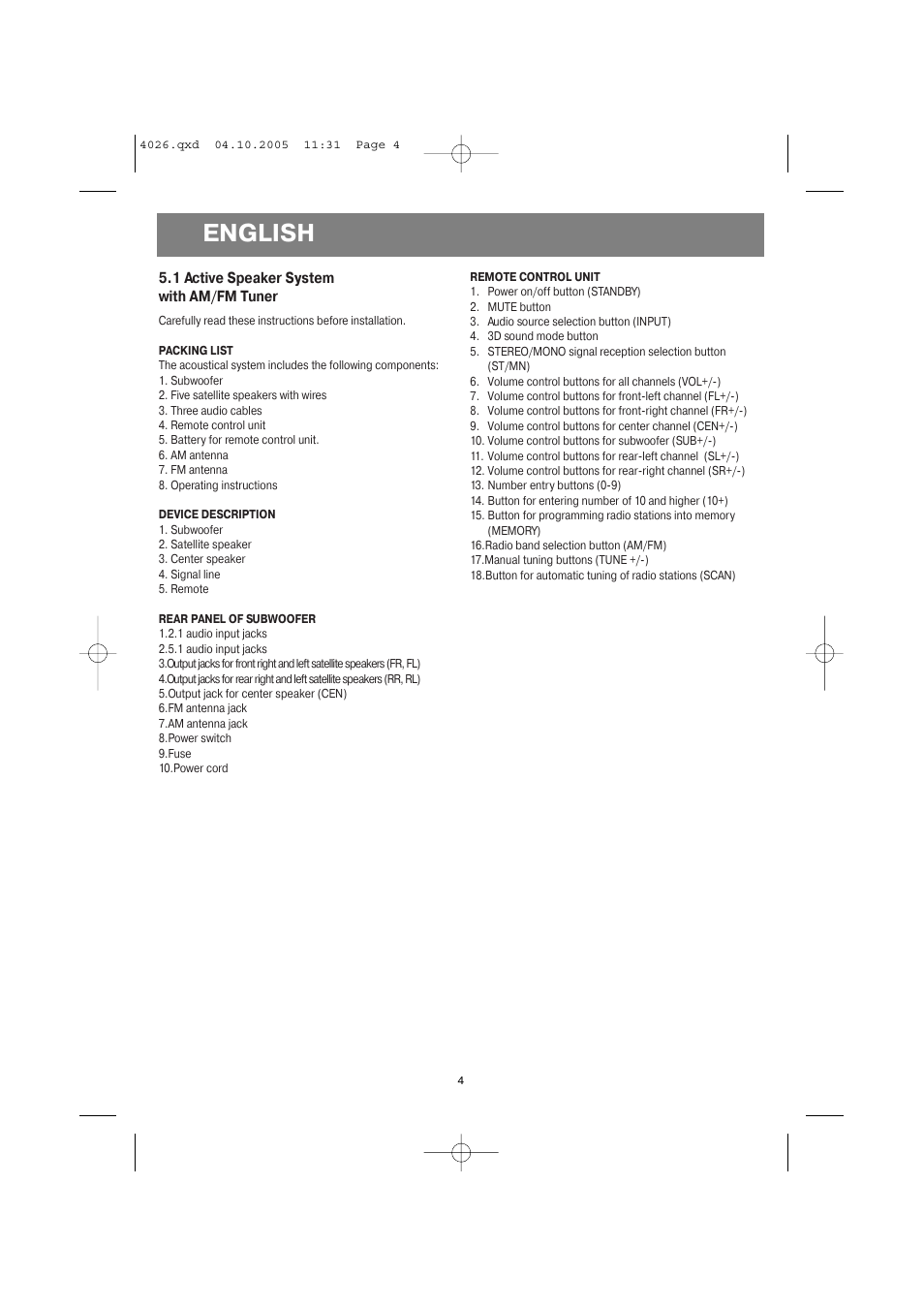 English | Vitek VT-4036 BN User Manual | Page 4 / 24