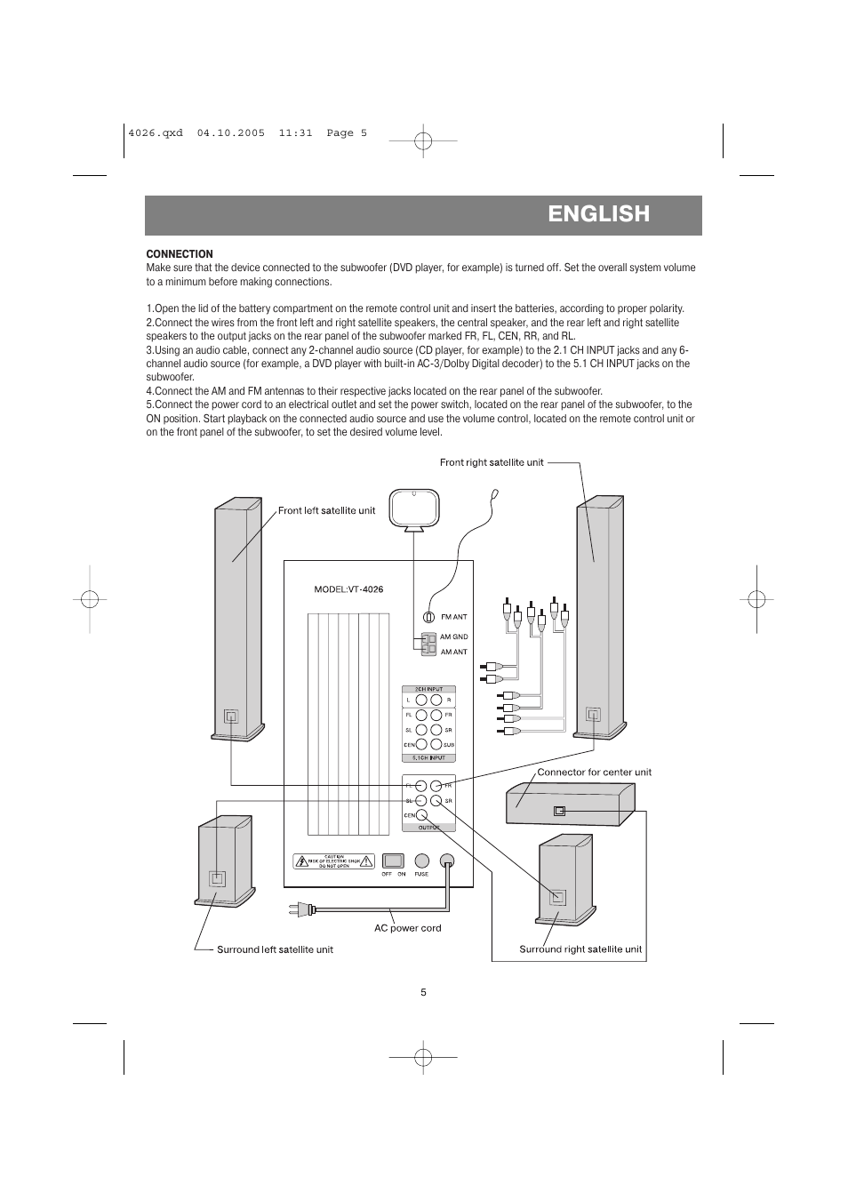 English | Vitek VT-4036 BN User Manual | Page 5 / 24