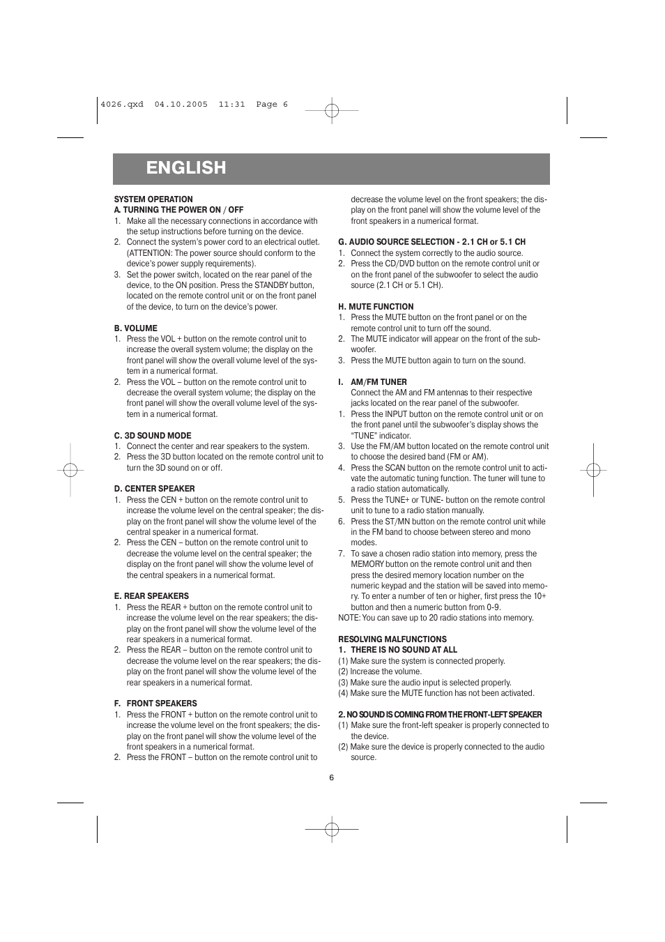 English | Vitek VT-4036 BN User Manual | Page 6 / 24