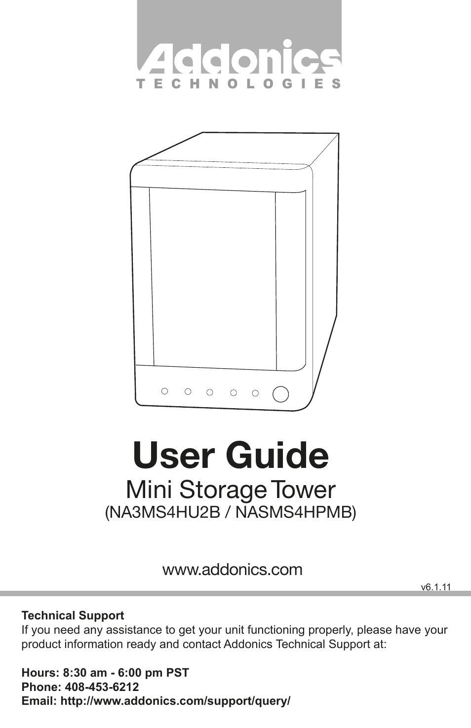 Addonics Technologies MINI STORAGE TOWER NA3MS4HU2B User Manual | 4 pages