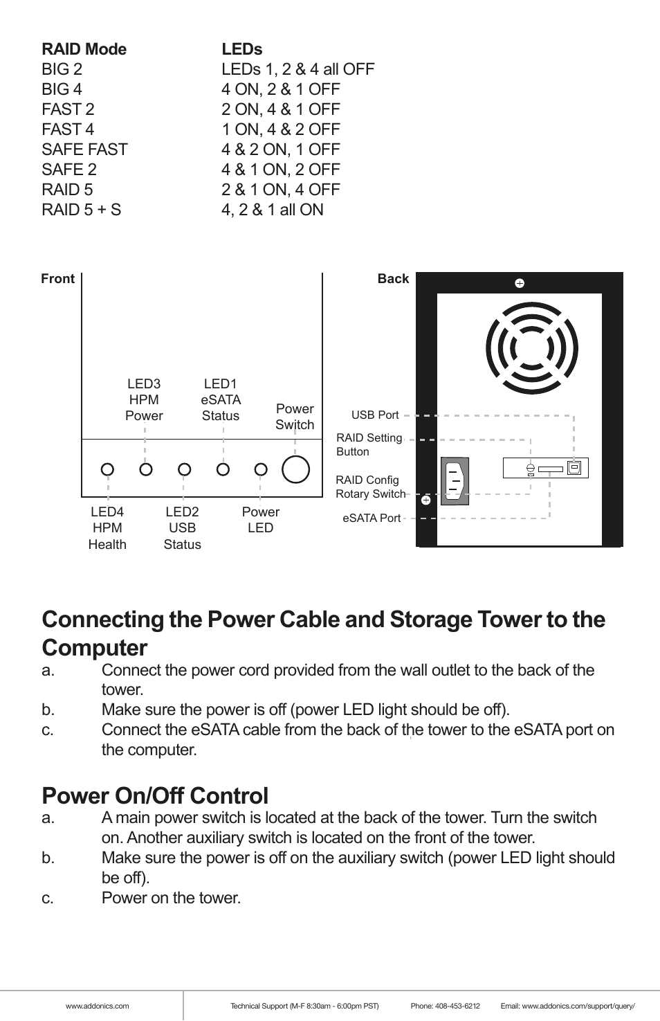 Power on/off control | Addonics Technologies MINI STORAGE TOWER NA3MS4HU2B User Manual | Page 4 / 4