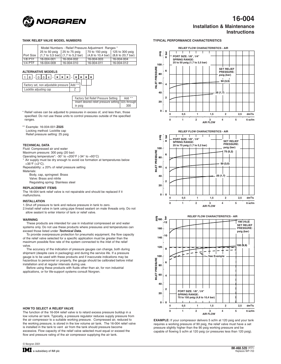 Norgren 16-004 Series Installation Instructions User Manual | 1 page