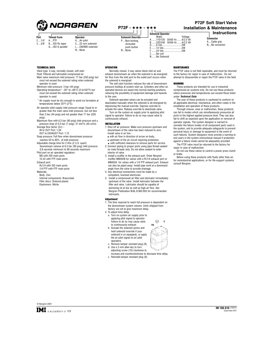 Norgren P72F Series Installation Instructions User Manual | 1 page