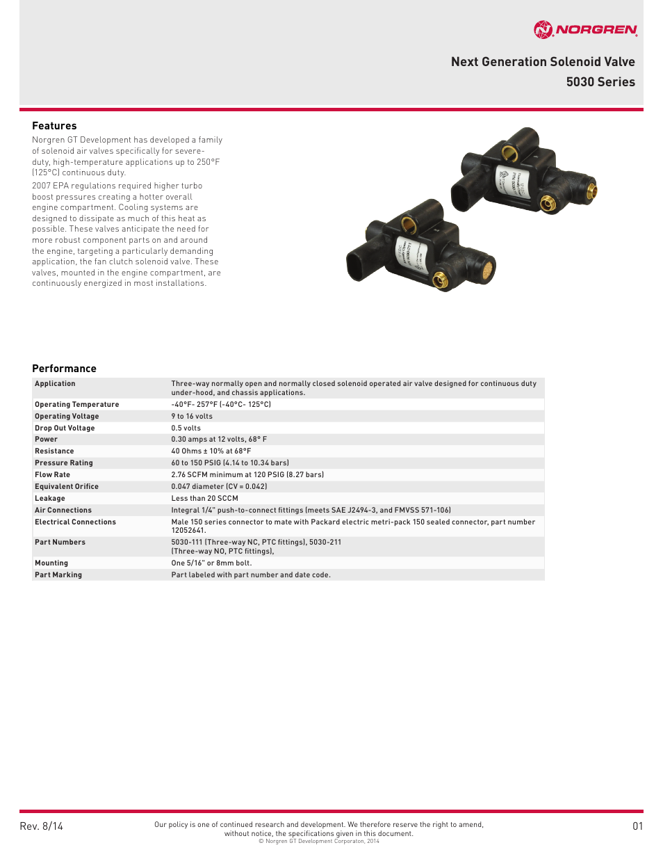 Norgren 5030 Series User Manual | 2 pages