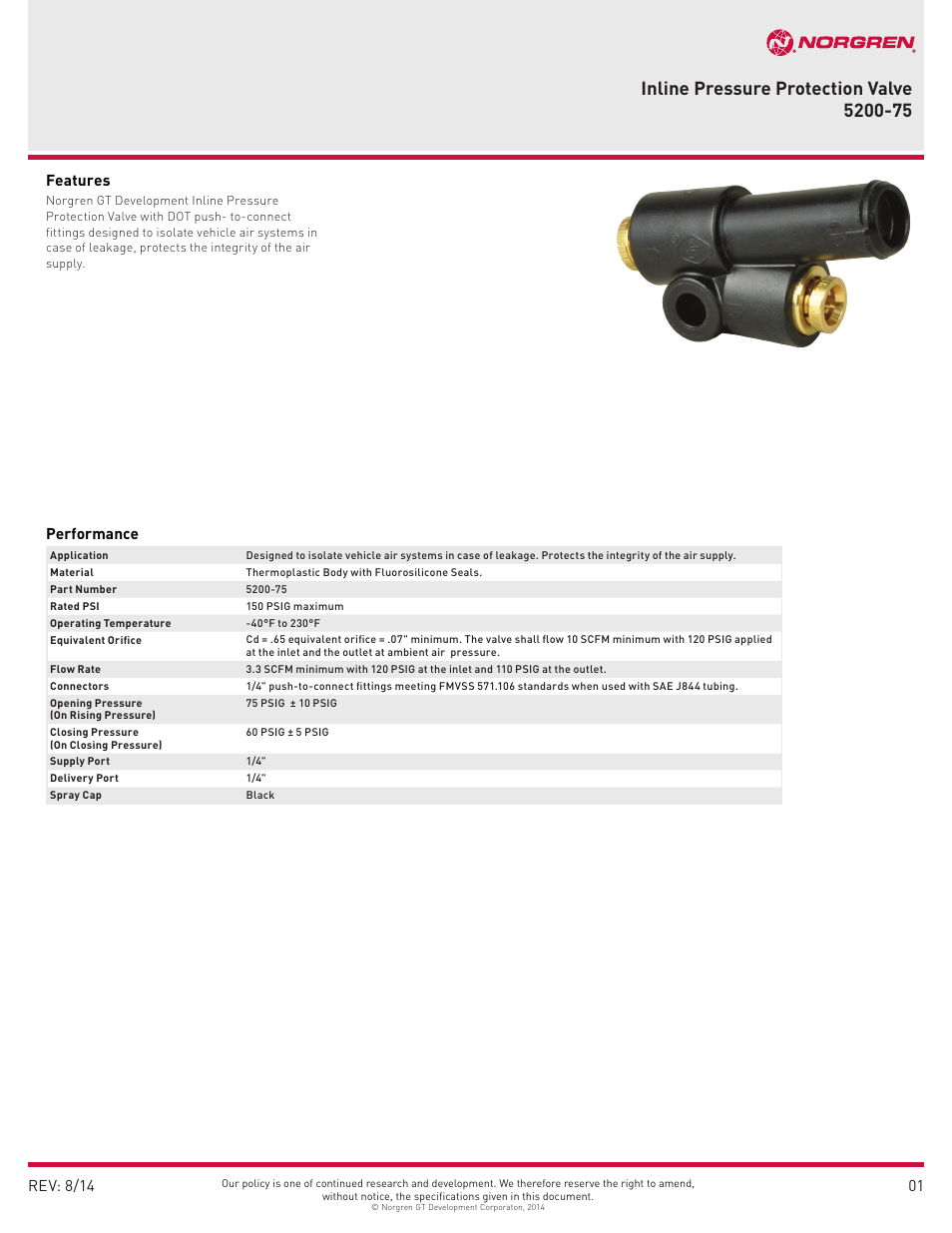 Norgren 5200-75 Series User Manual | 2 pages