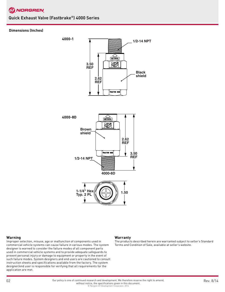 Quick exhaust valve (fastbrake, 4000 series | Norgren 4000 Series User Manual | Page 2 / 2