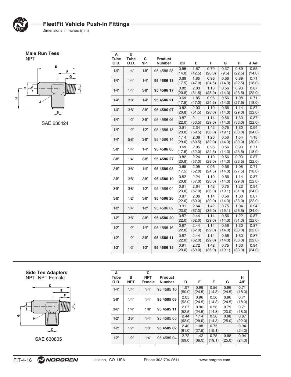 Fleetfit vehicle push-in fittings | Norgren FleetFit - Vehicle Push-In Fittings User Manual | Page 16 / 22