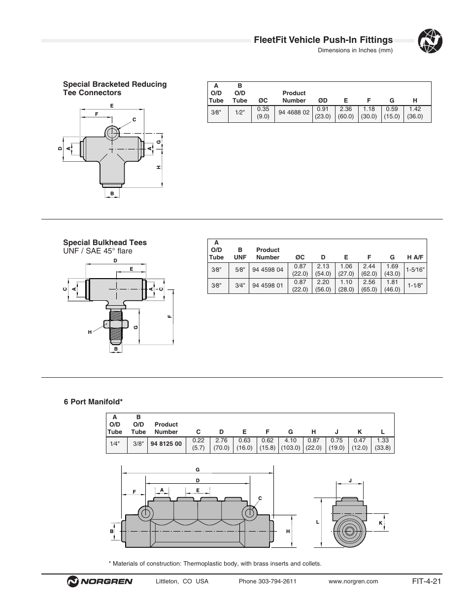 Fleetfit vehicle push-in fittings | Norgren FleetFit - Vehicle Push-In Fittings User Manual | Page 21 / 22