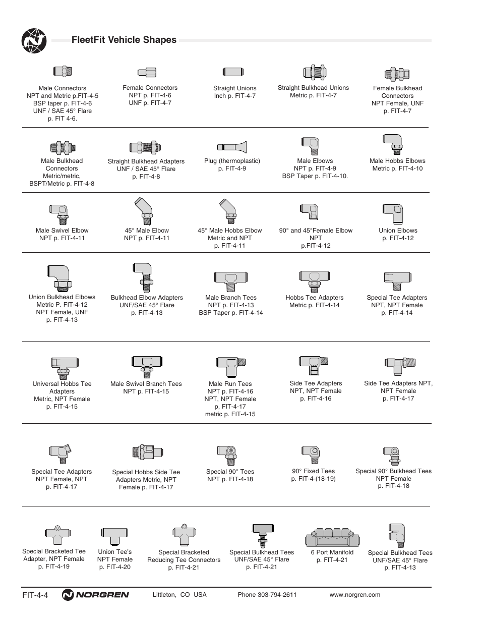 Fleetfit vehicle shapes | Norgren FleetFit - Vehicle Push-In Fittings User Manual | Page 4 / 22