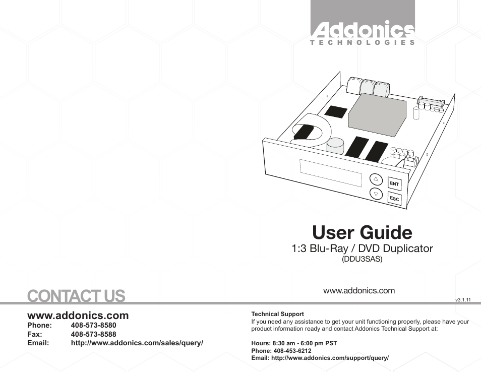 Addonics Technologies DDU3SAS User Manual | 6 pages