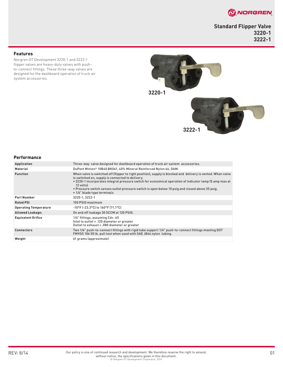 Norgren 3222-1 User Manual | 2 pages