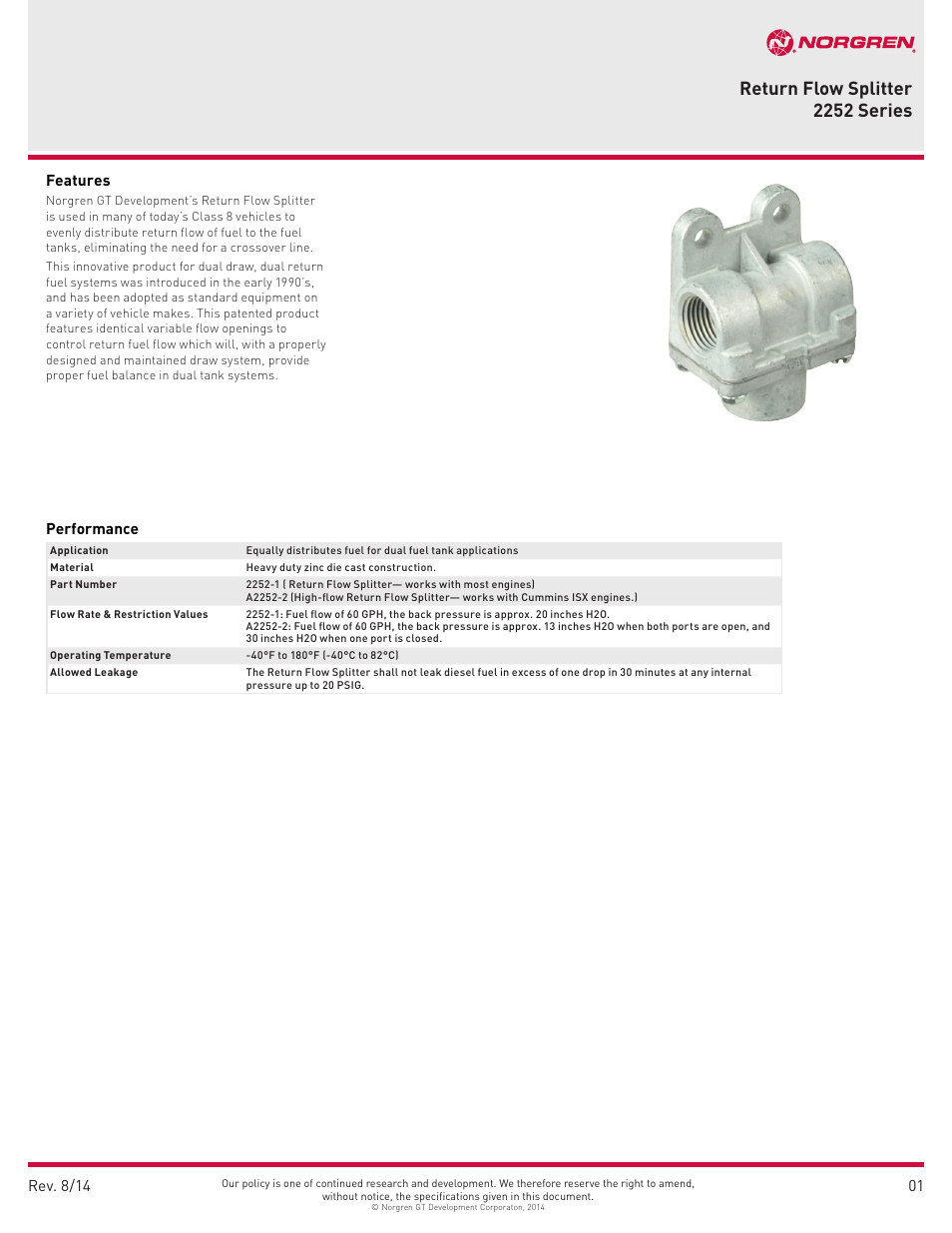 Norgren 2252 Series User Manual | 2 pages