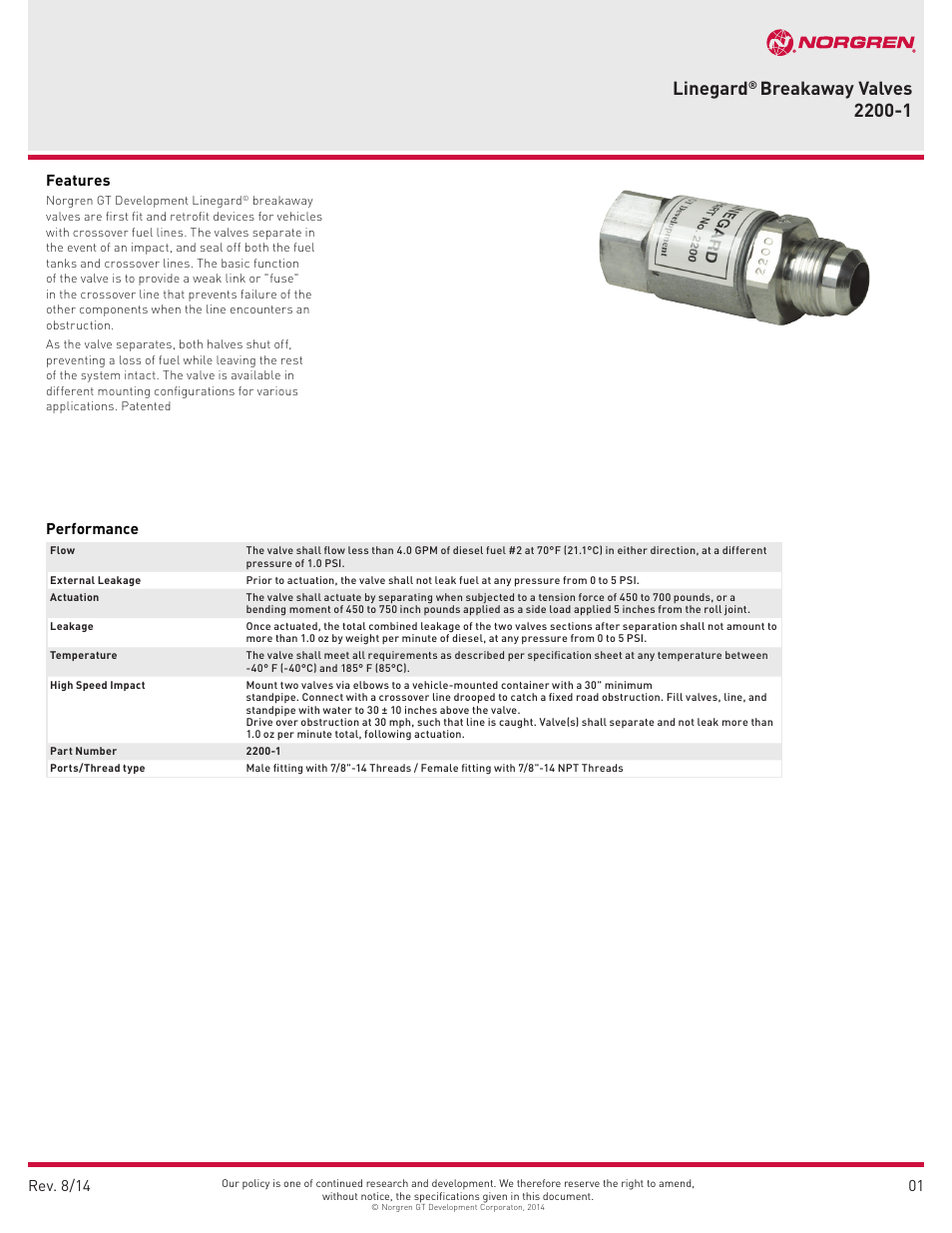 Norgren 2200-1 User Manual | 2 pages