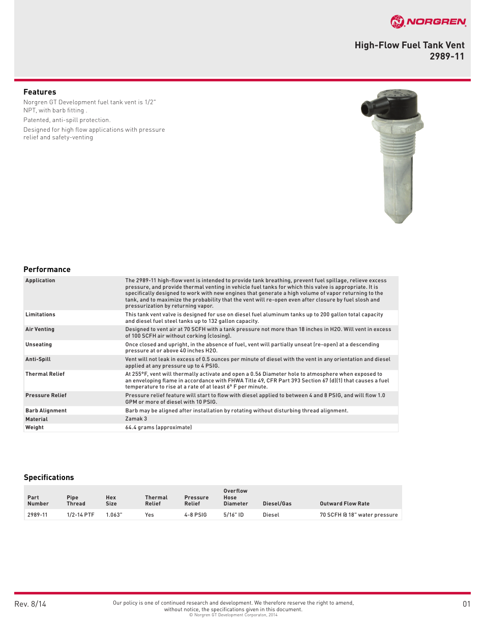 Norgren 2989-11 User Manual | 2 pages