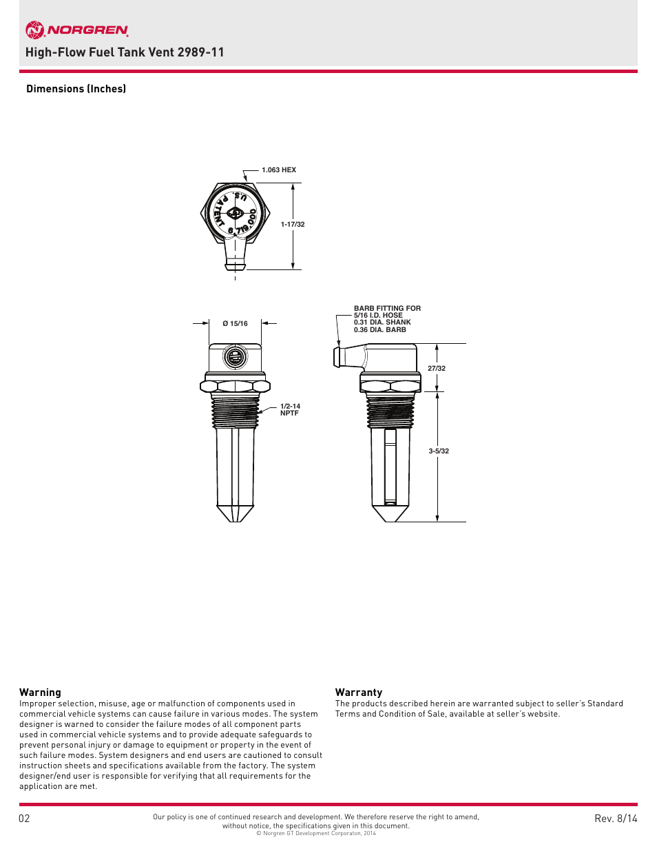 Norgren 2989-11 User Manual | Page 2 / 2