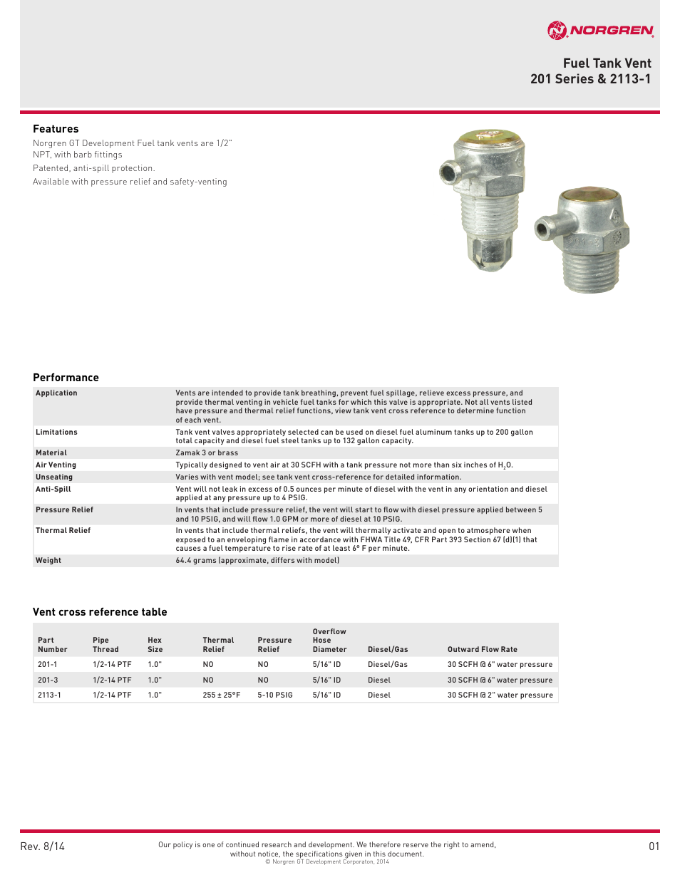 Norgren 2113-1 User Manual | 2 pages