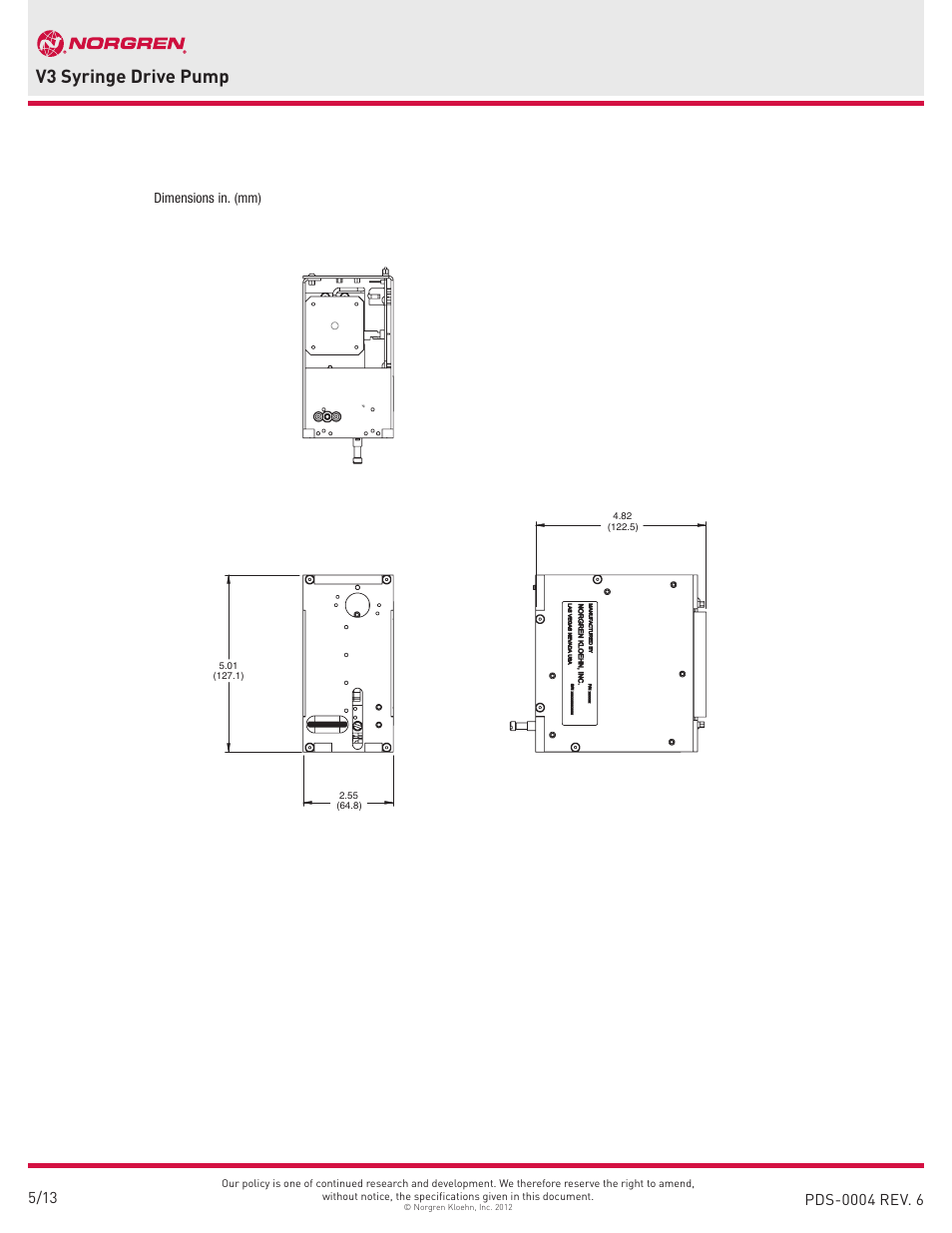 V3 syringe drive pump | Norgren V3 Syringe Drive Pump User Manual | Page 4 / 4