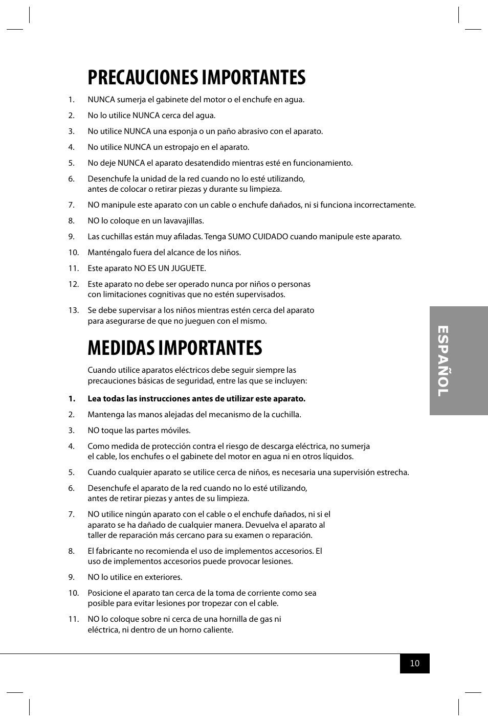Precauciones importantes, Medidas importantes | Nostalgia Electrics RISM900 RETRO RED User Manual | Page 12 / 24