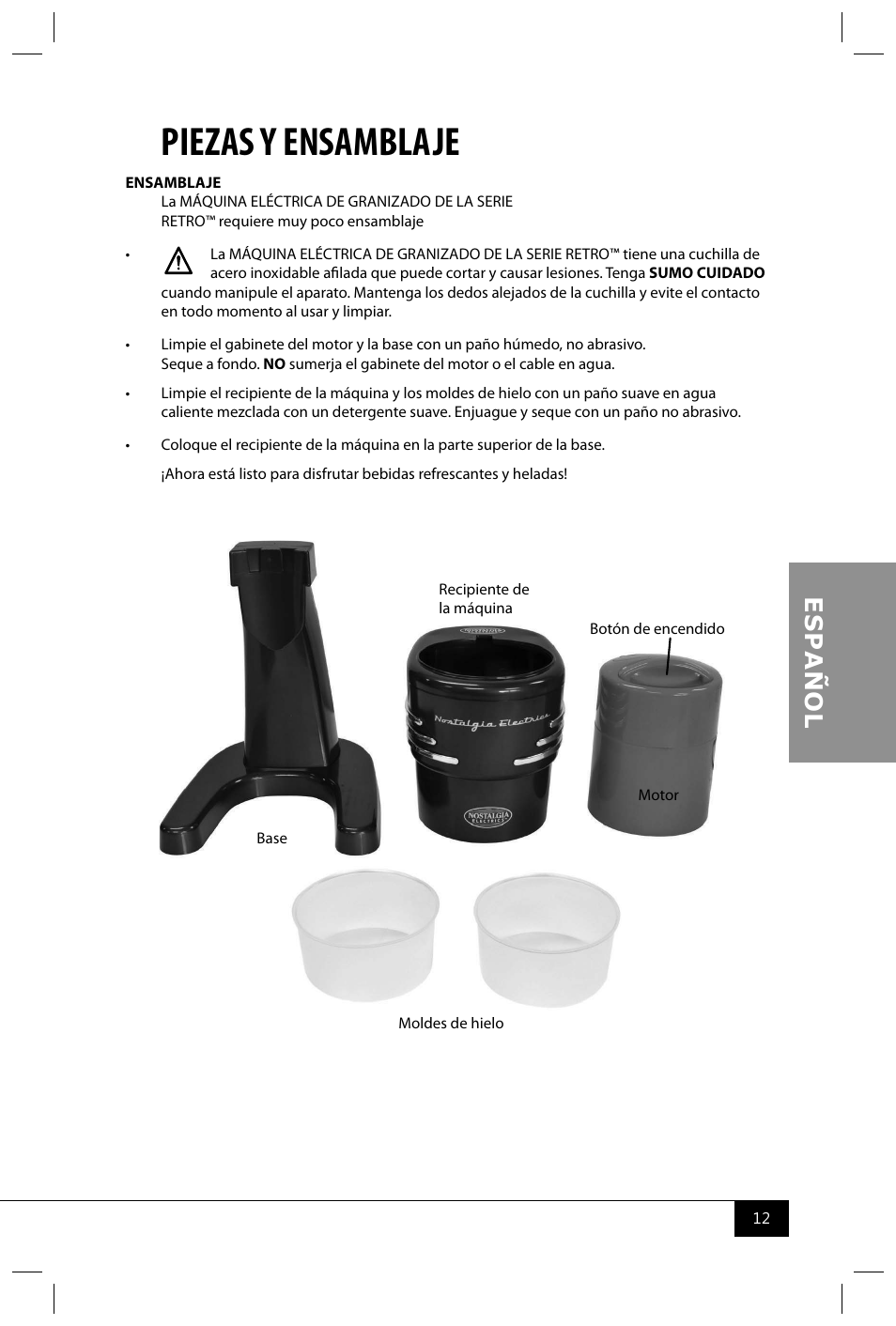 Piezas y ensamblaje | Nostalgia Electrics RISM900 RETRO RED User Manual | Page 14 / 24