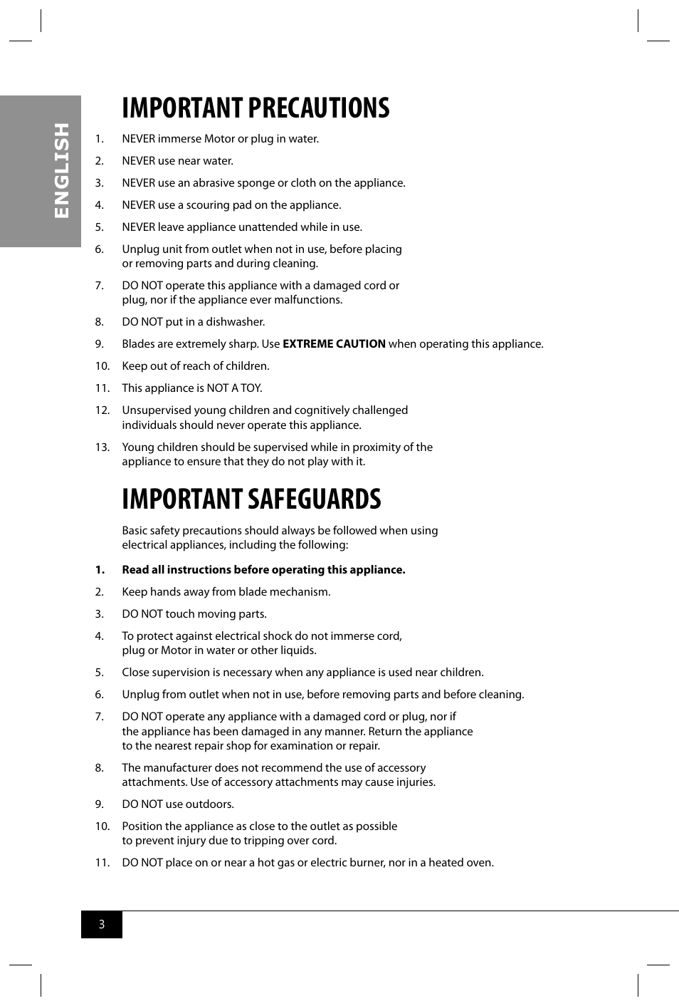 Important precautions, Important safeguards, En g li s h | Nostalgia Electrics RISM900 RETRO RED User Manual | Page 5 / 24