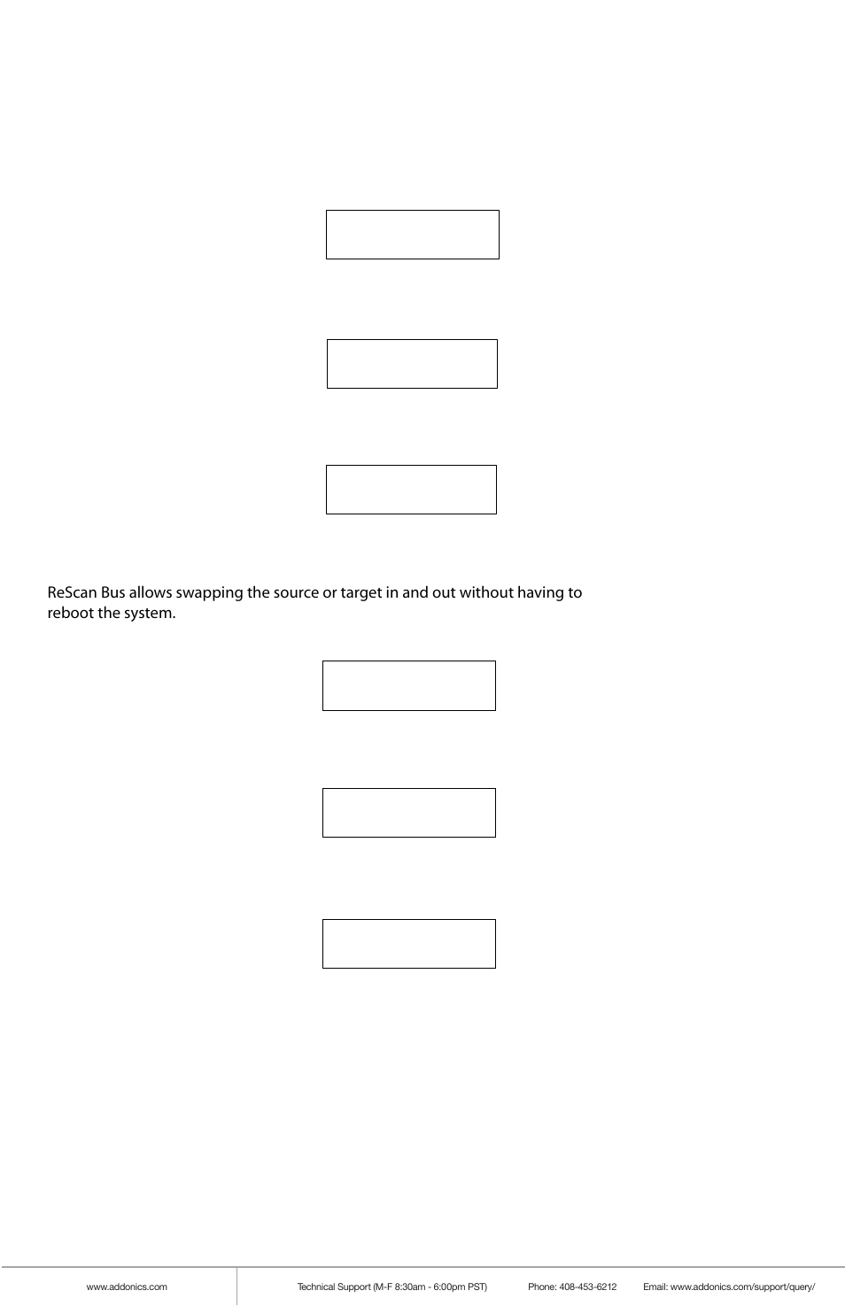 Prescan source, Rescan bus | Addonics Technologies 1:1 HDD DUPLICATOR PRO-S HDUSI325AES User Manual | Page 7 / 17