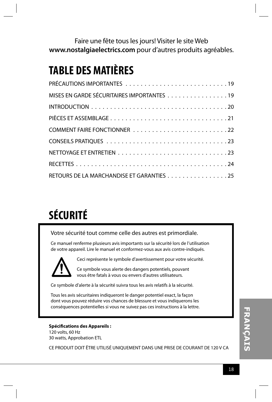 Nostalgia Electrics SCM502 User Manual | Page 20 / 28