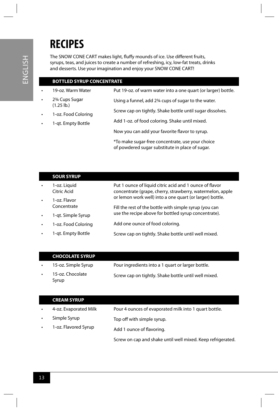 Recipes, En g li sh | Nostalgia Electrics SCC399 User Manual | Page 15 / 46