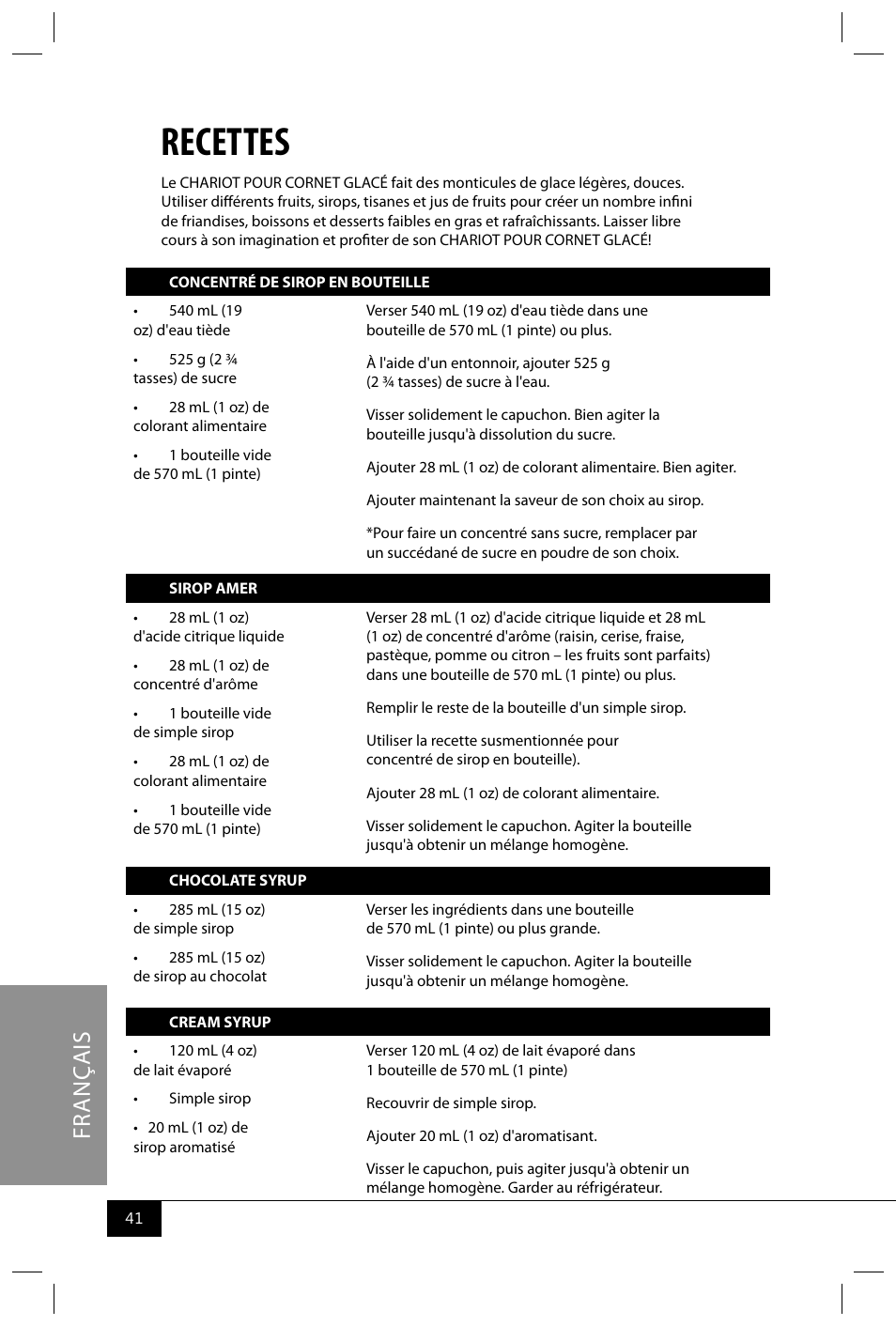 Recettes | Nostalgia Electrics SCC399 User Manual | Page 43 / 46