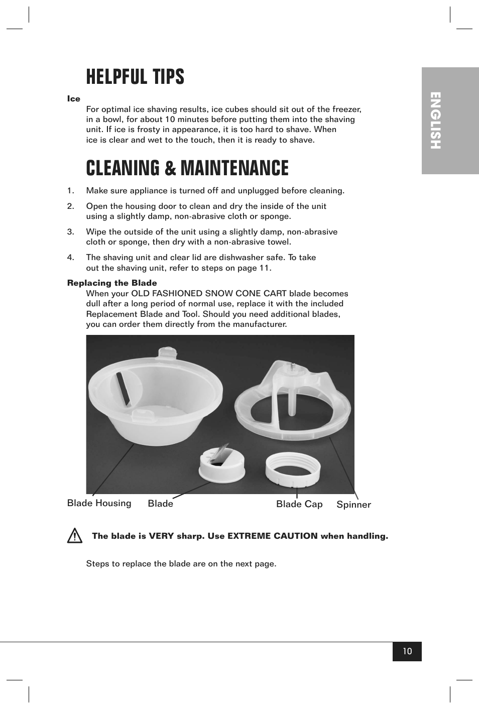 Helpful tips, Cleaning & maintenance, English | Nostalgia Electrics SCC200 User Manual | Page 12 / 16