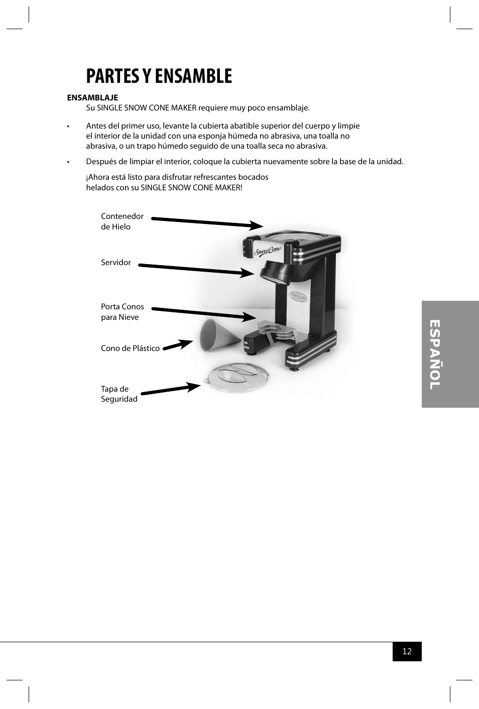 Partes y ensamble | Nostalgia Electrics RSM702 User Manual | Page 14 / 24