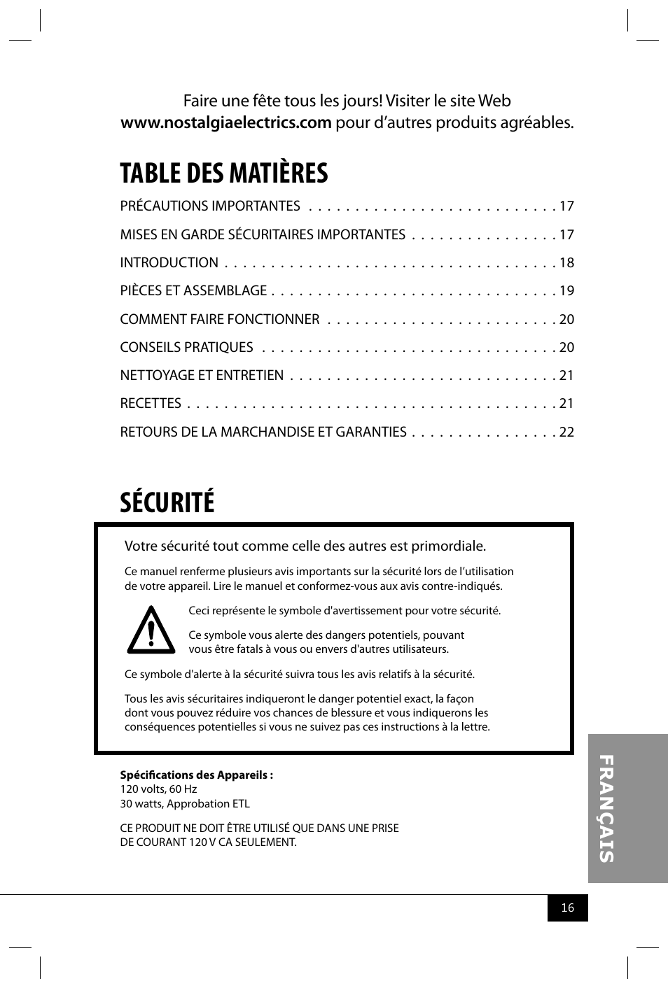 Nostalgia Electrics RSM702 User Manual | Page 18 / 24