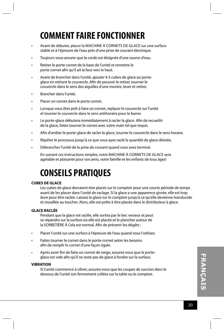 Comment faire fonctionner, Conseils pratiques | Nostalgia Electrics RSM702 User Manual | Page 22 / 24
