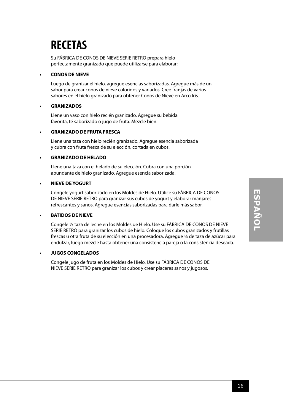 Recetas | Nostalgia Electrics RSM602 User Manual | Page 18 / 28