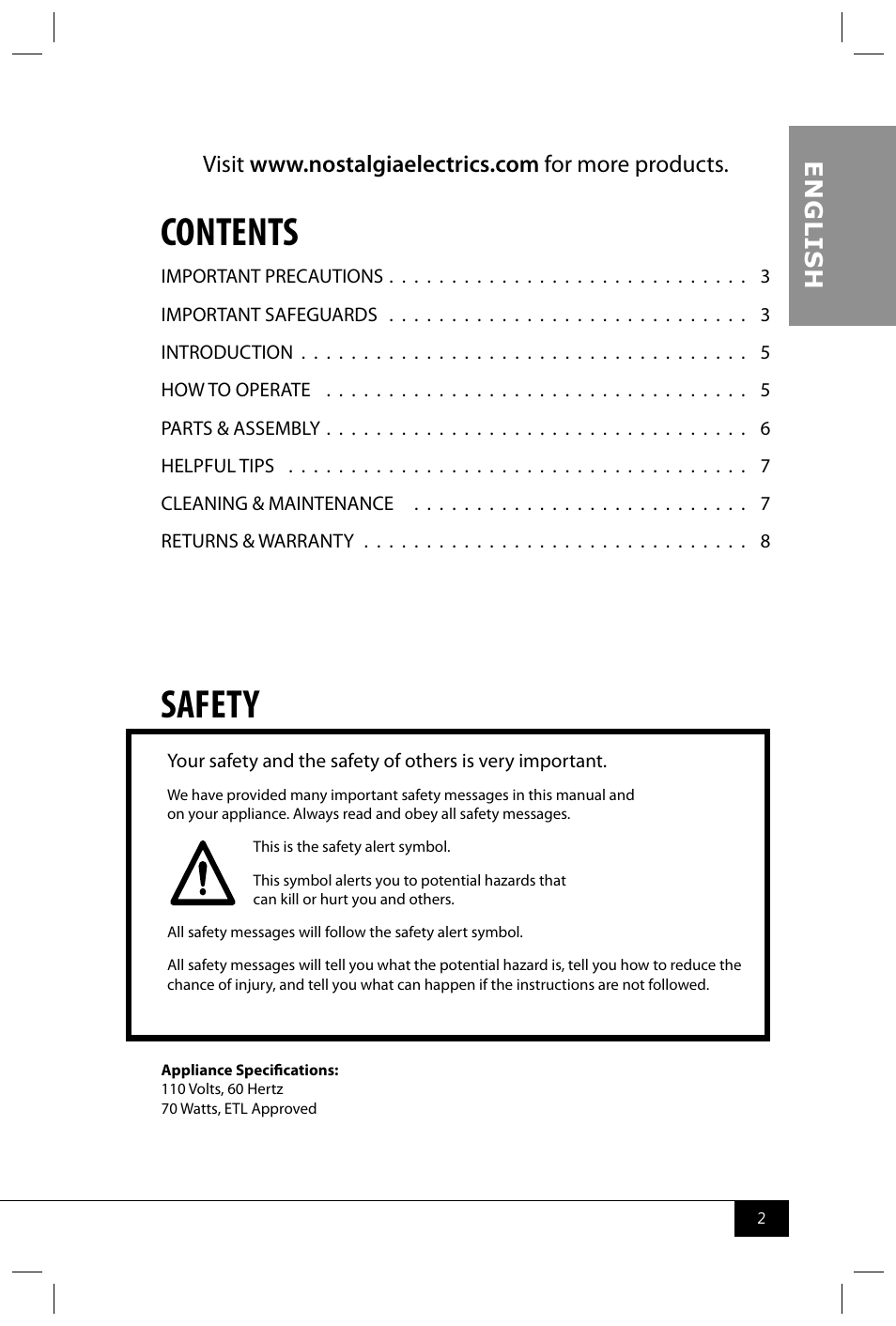 Nostalgia Electrics EWC008BLK User Manual | Page 4 / 12