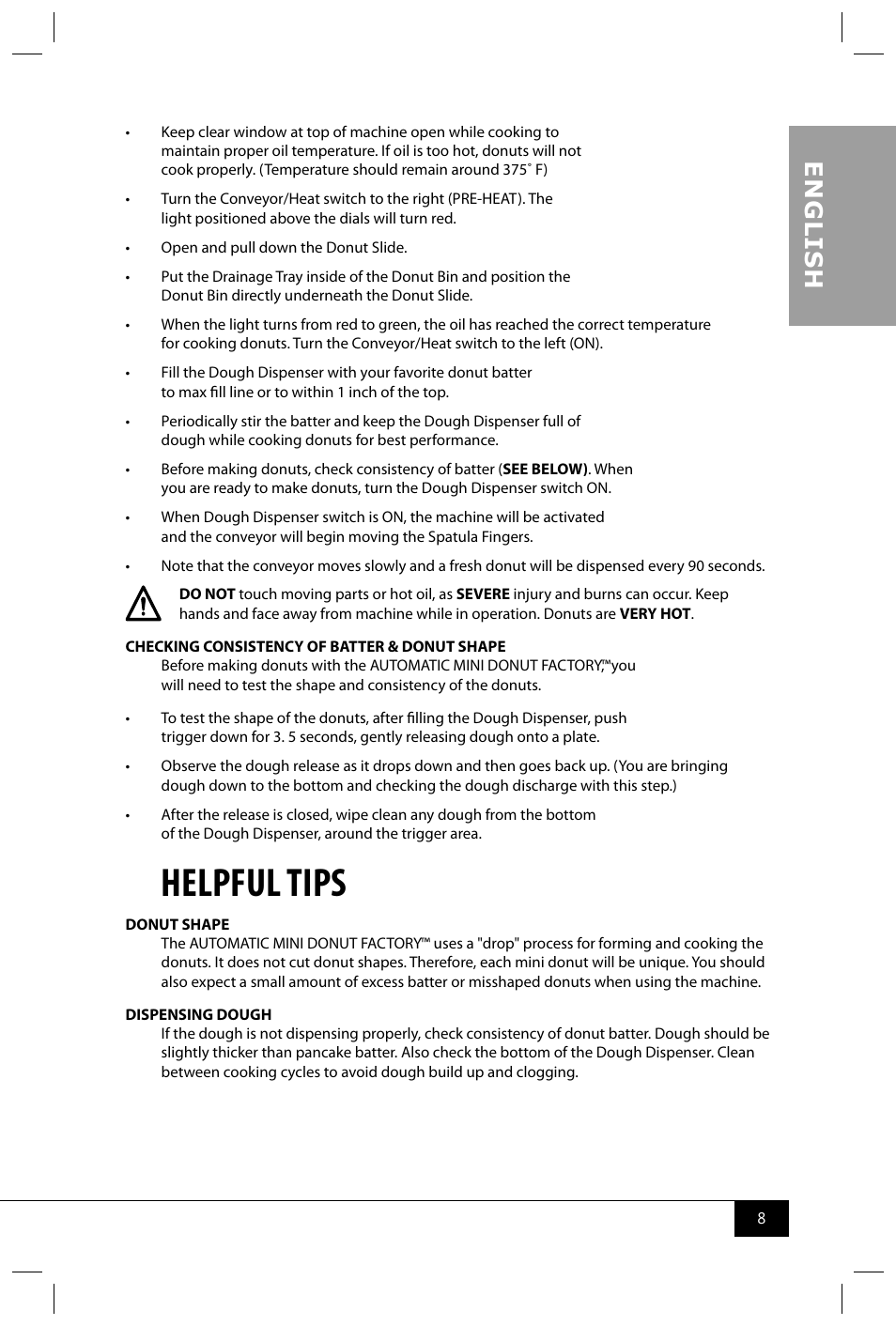 Helpful tips, En g li s h | Nostalgia Electrics MDF200 User Manual | Page 10 / 42